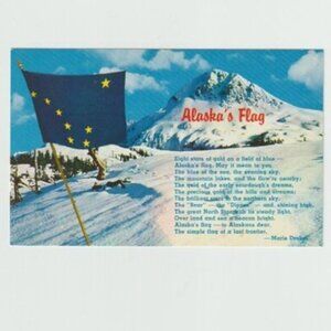Alaska’s Flag Chrome Postcard Poem by Marie Drake Vintage State Souvenir USA